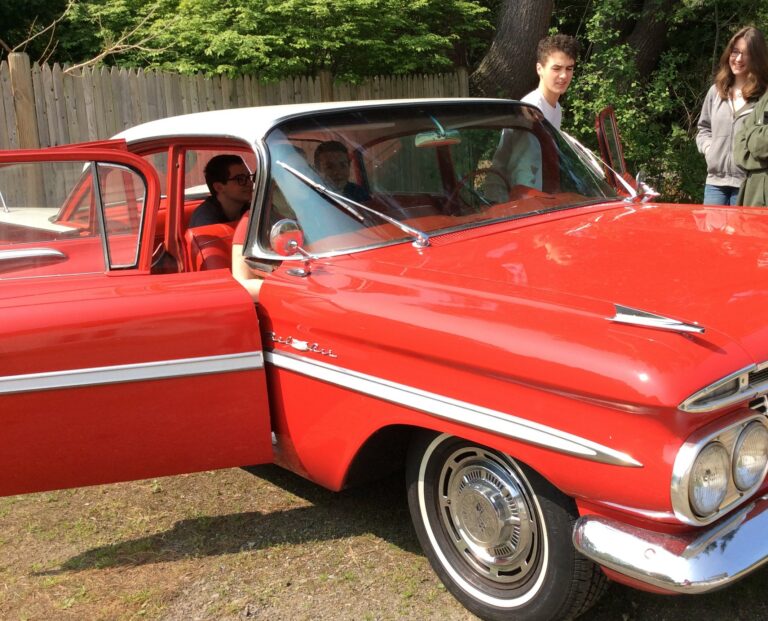 Ashton's 1959 car comes to class.