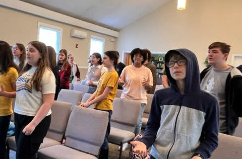public speaking students all practicing at once!